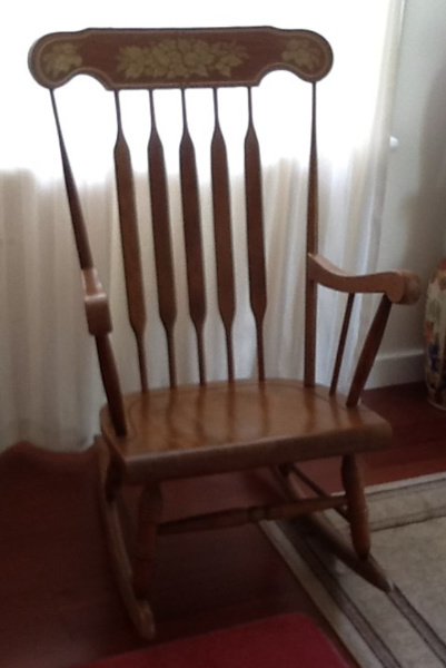 Vintage Large Wooden Rocking Chair with Harvest Stencil62863375690113111