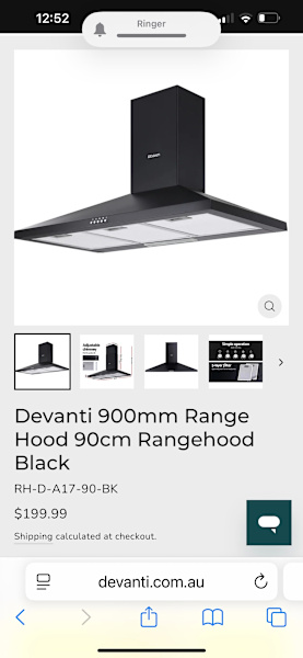 Devanti Rangehood 90cm63612126006401110