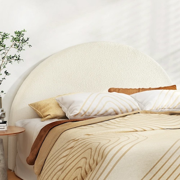 Bed Head Headboard Bed Frame King Boucle - GREI White62863838311041114