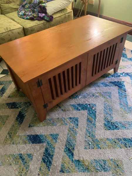 NOW $50 Wooden Coffee Table - rectangle/cupboard storage62863378291586111