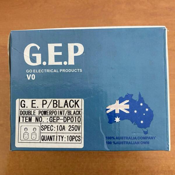 BOX OF 10 G.E.P Black Double PowerPoint 10A 250V GEP-DP01063439363899011114