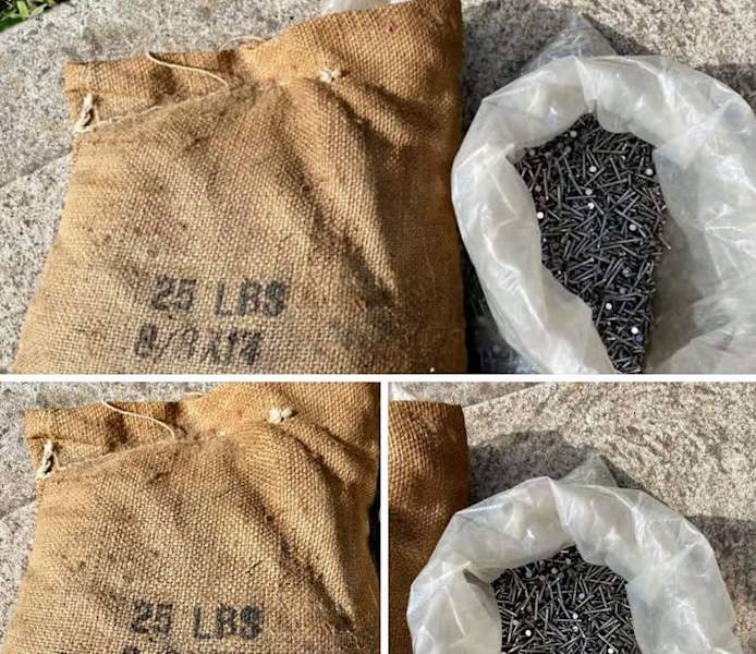 Vintage hessian bag full of screw eclipse nails Size  8/8 x1463440251249154111