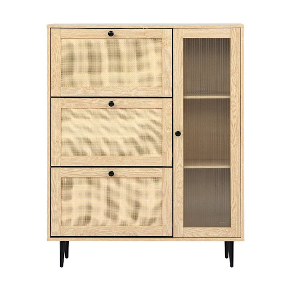 Shoe Rack Cabinet 3 Flip-out Drawers Pine62863406752769114