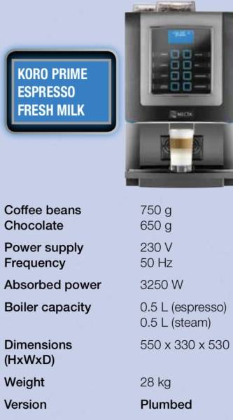 Necta Koro Prime Espresso Fresh Milk ES2RML Coffee Machine63017320089731114