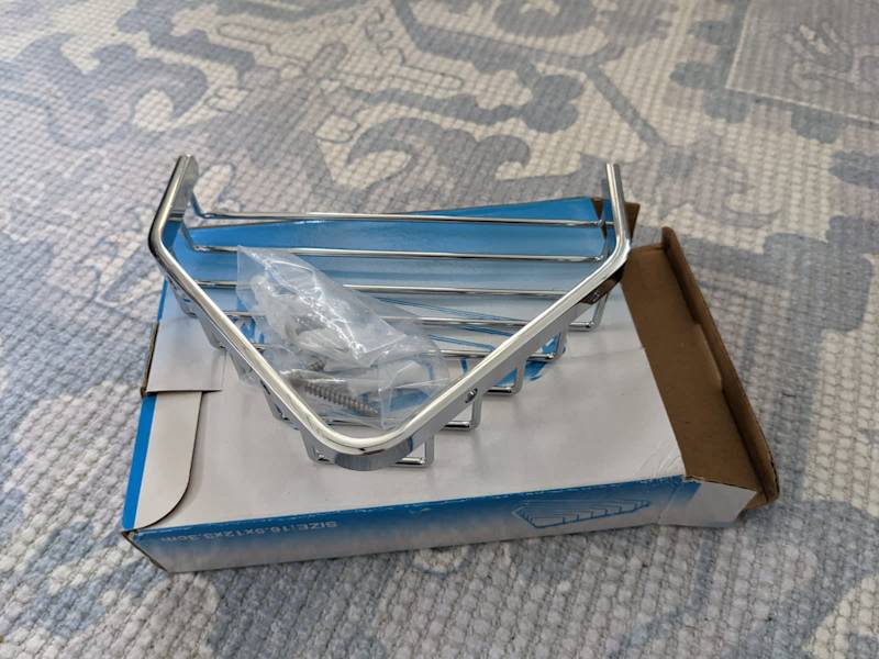 Stainless steel corner soap holder - never used63440136576259110