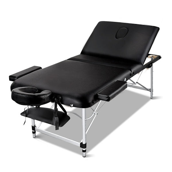 Massage Table 70cm Portable 3 Fold Aluminium Beauty Bed Black62863375751682114