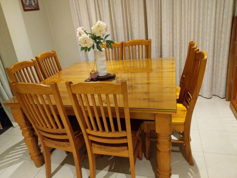 solid timber 8 seater dining table