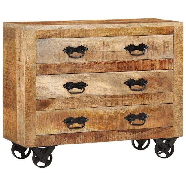 Sideboard with 3 Drawers 80x30x65 cm Solid Rough Wood Mango62863373836417113