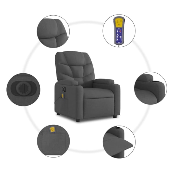Electric Massage Recliner Chair Dark Grey Fabric62865821021570112