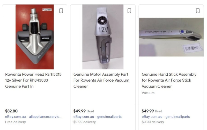 Rowenta vacuum RH8438 Cordless stick vacuum, missing charger, Carlton63016062078082111