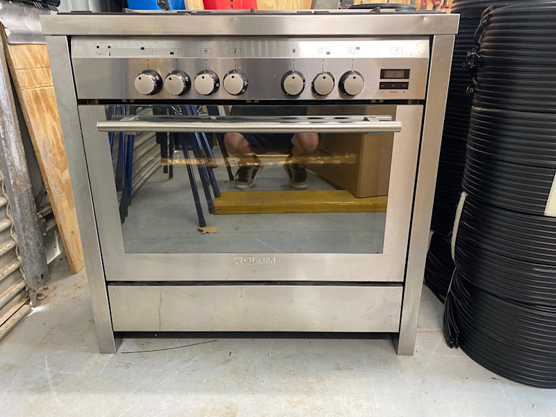 delonghi 900mm freestanding gas cooktop oven