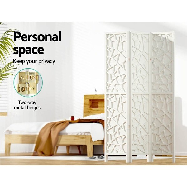 3 Panel Room Divider Screen 122x170cm Clover White62863838375425114