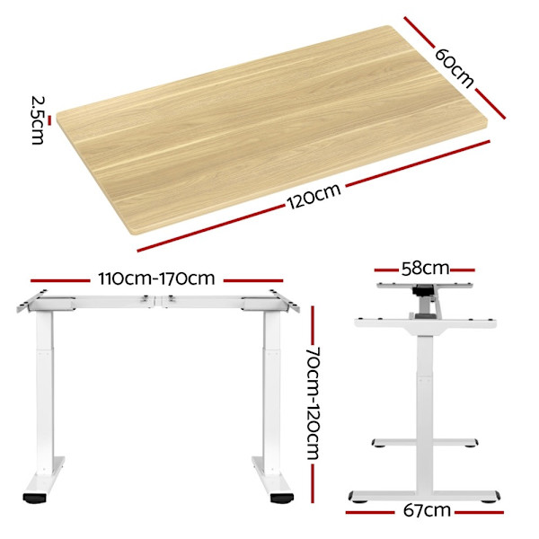 Standing Desk Motorised Dual Motor 120CM White Oak62866849093763113