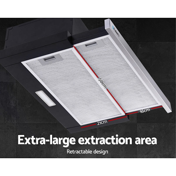 Range Hood Stainless Steel Slide Out Kitchen Canopy 60cm 600mm Black63016484511874114