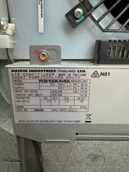 Daikin 10kw cassette unit63016911107203114