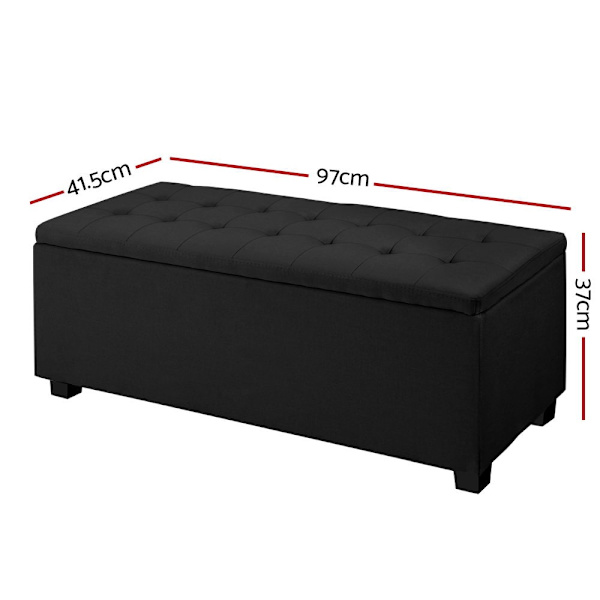 Storage Ottoman Blanket Box 97cm Linen Black62863410389889113