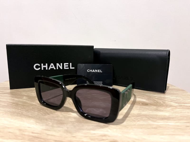 Chanel Gold Tone Grey Gradient 4244 Square Sunglasses For Sale at 1stDibs