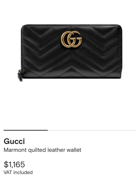 Gucci GG Marmont Card Case Money Clip Black Leather Gold W10cm x