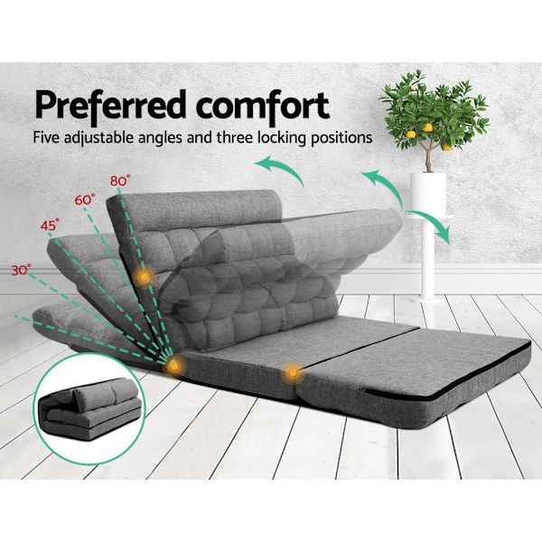 Lounge Sofa Bed 2-seater Grey Fabric62863376439939114
