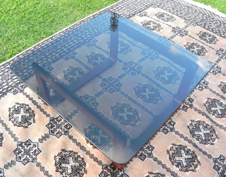 Mid Century Modern Retro U Shaped Leg With Smoke Glass Top62863412601986111