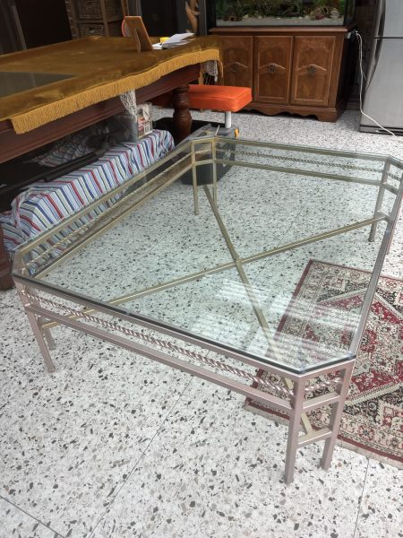 Large metal glass coffee table 62863383706369112