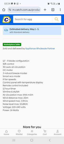 Breville 360 Degree Rotational Pedestal Fan (goes Up Down Left Right 363016060218626111