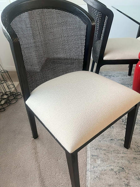 Dining Chairs Tropical Black Cane Upholstered Set of 6 or 8628634103375381124