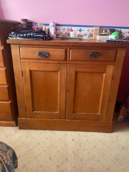 NOW $200 Antique Oak Sideboard - tongue & groove62864723390723119
