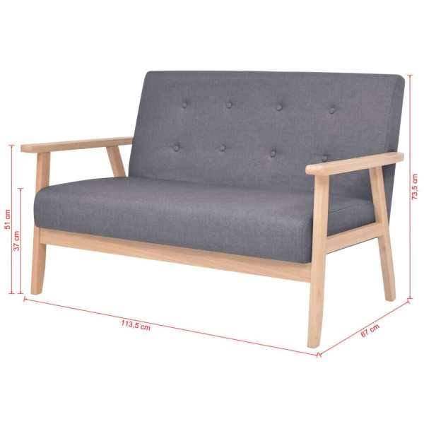 2-Seater Sofa Fabric Dark Grey62863408376449114