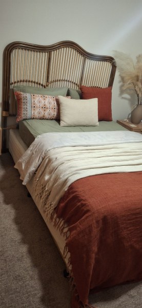 Walnut rattan queensize bedhead from ADAIRS!!63437624733697112