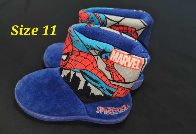 Marvel Spiderman Kids Boot Slippers w/ Hook and Loop Closure Size 7 | eBay