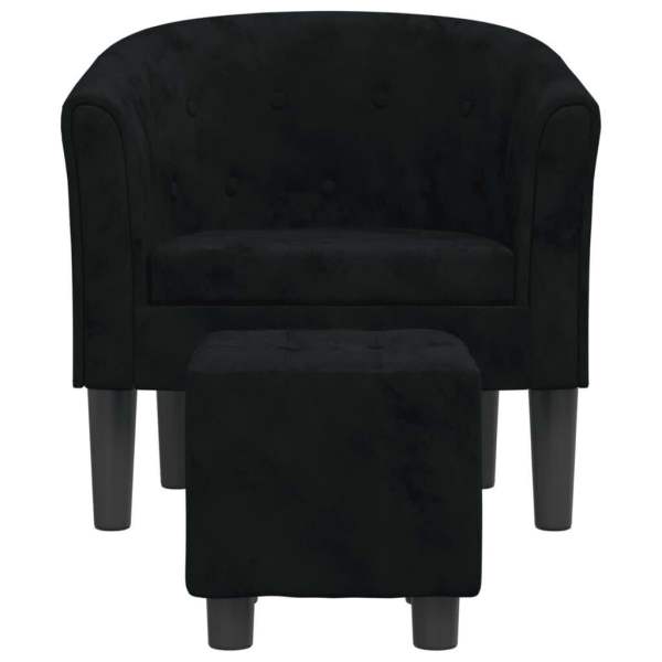 Tub Chair with Footstool Black Velvet62863408939394112