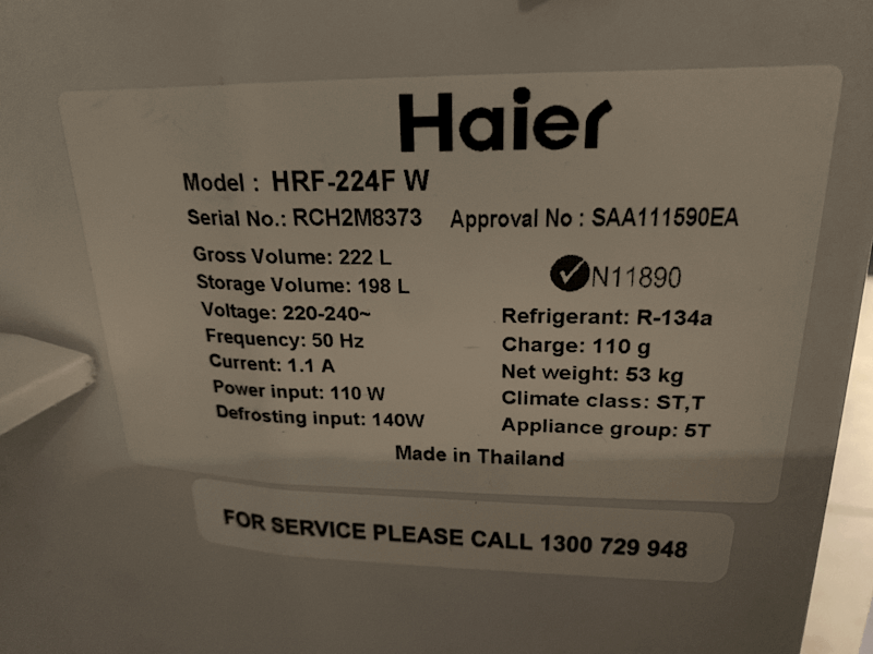 Haier 198L Refrigerator63013349554050111