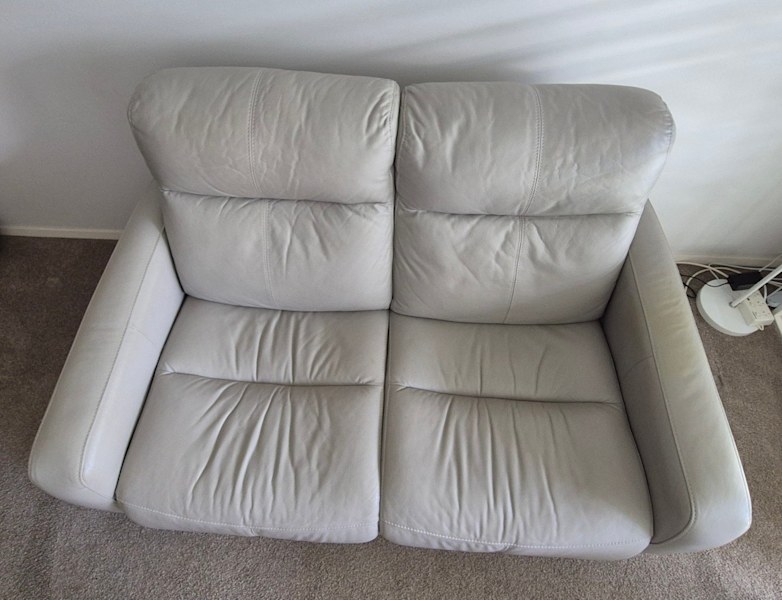 2 seater light grey reclining sofa (pick up only)62863411737090112