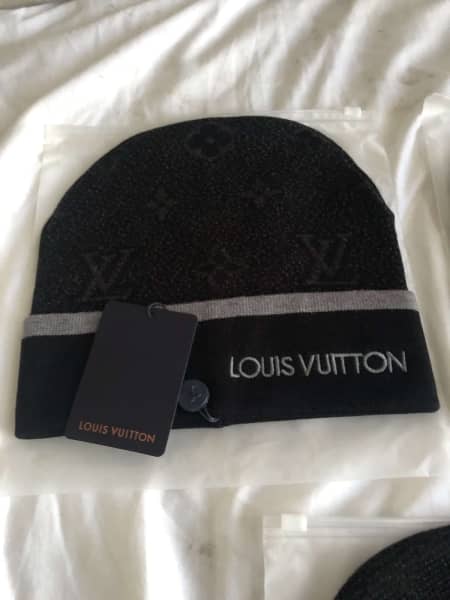 Louis Vuitton, Accessories, Louis Vuitton My Monogram Eclipse Beanie Wool  Xxl Black Blue