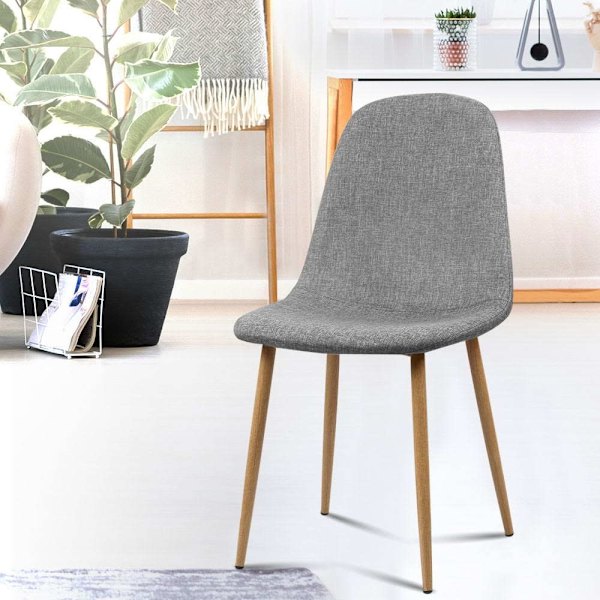 Dining Chairs Set of 4 Linen Curved Slope Grey62866849275393114