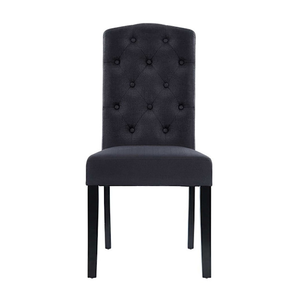 Dining Chairs Set of 2 Linen Parsons Chair Dark Grey62863410192387112