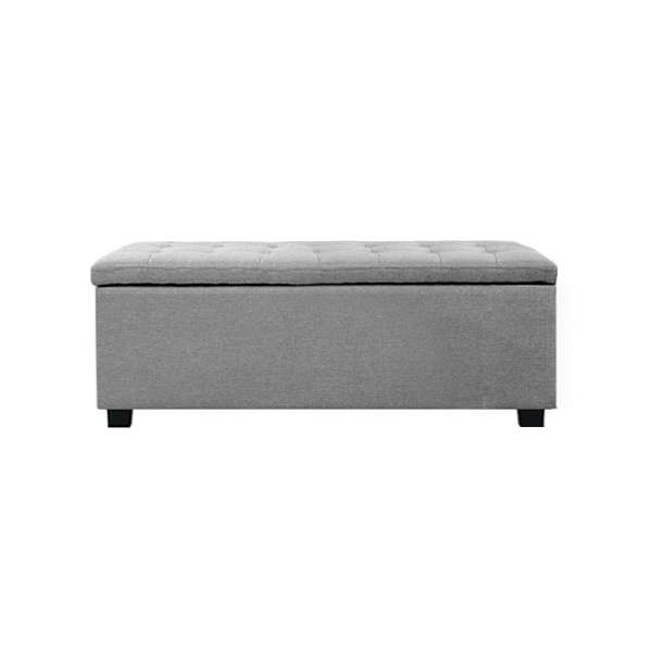 Storage Ottoman Blanket Box 97cm Linen Light Grey62863377993859112