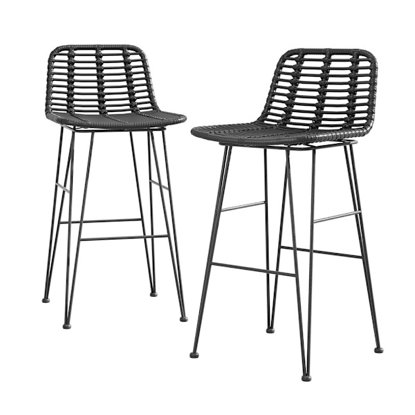 2x Outdoor Bar Stools Rattan Black62863839219841113