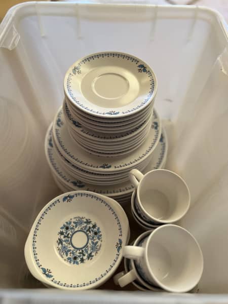 Noritake Progression Blue Moon Lot Cups, Saucers, Shakers, Creamer