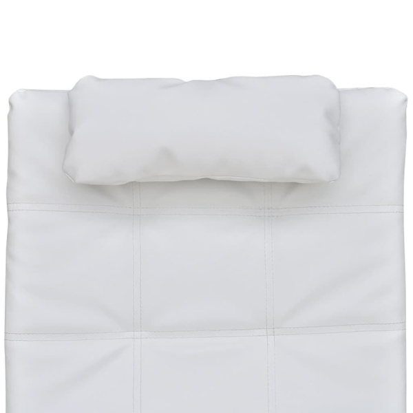 Chaise Longue with Pillow White Faux Leather...62863413089667113