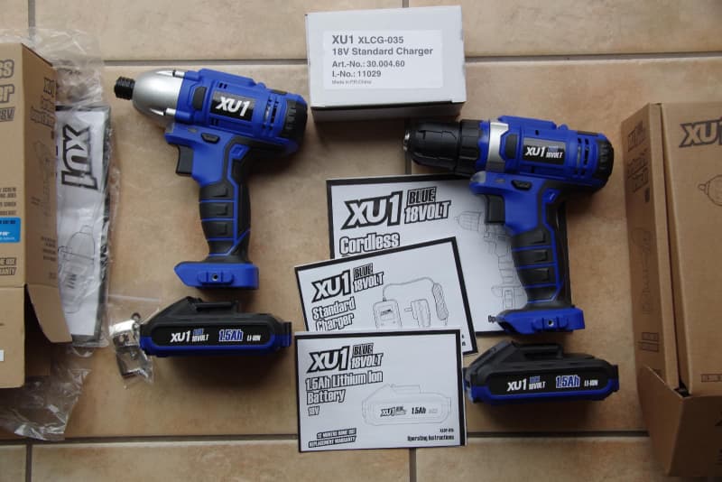 Xu1 blue 18volt cordless drill driver kit sale