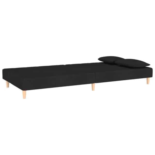 2-Seater Sofa Bed with Two Pillows Black Fabric62863374329603114