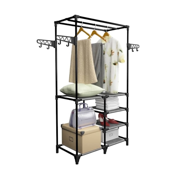 Clothes Rack Steel and Non-woven Fabric 87x44x158 cm Black62865820759553111