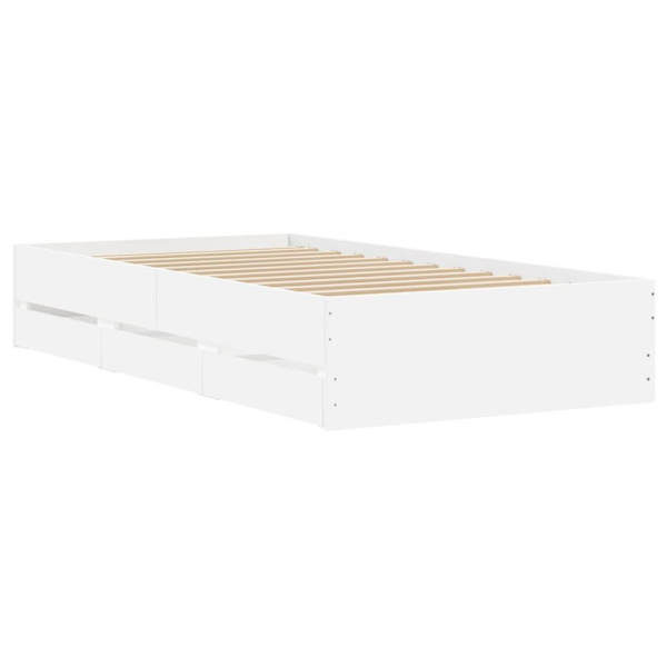 Bed Frame with Drawers without Mattress White 90x190 cm Single62863838559235114