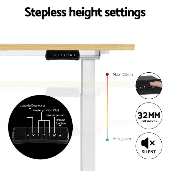 Standing Desk Motorised Dual Motor 120CM White Oak62866849093763114