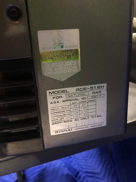 Rinnai Natural Gas Heater Convector 516 Made In Japan63470145340803113