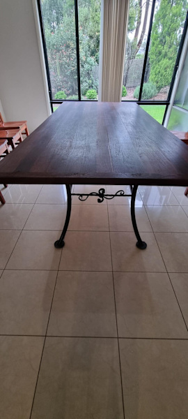Large dining Table with hardwood timber top and steel legs62865820777345113