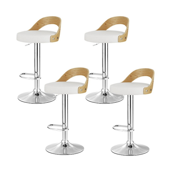 4x Bar Stools Adjustable Leather Padded White62863384505217114