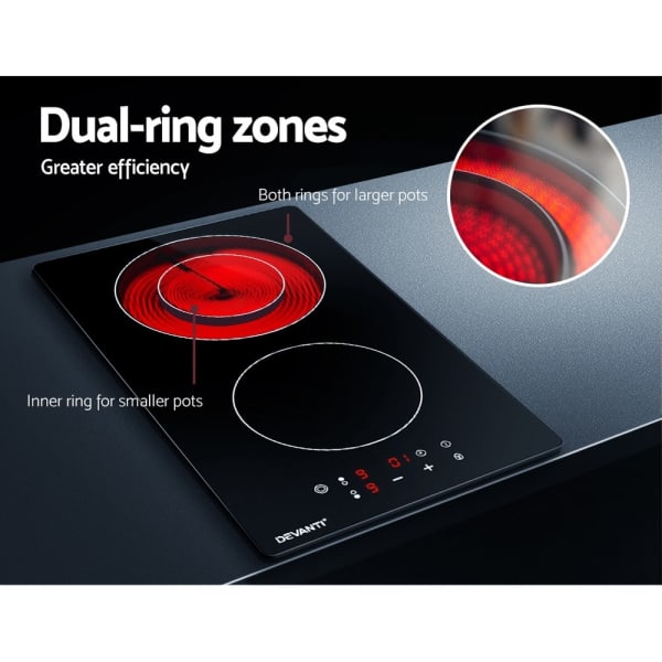 Electric Cooktop 30cm Ceramic Touch Control 3-Zone LED Display63019993577346113
